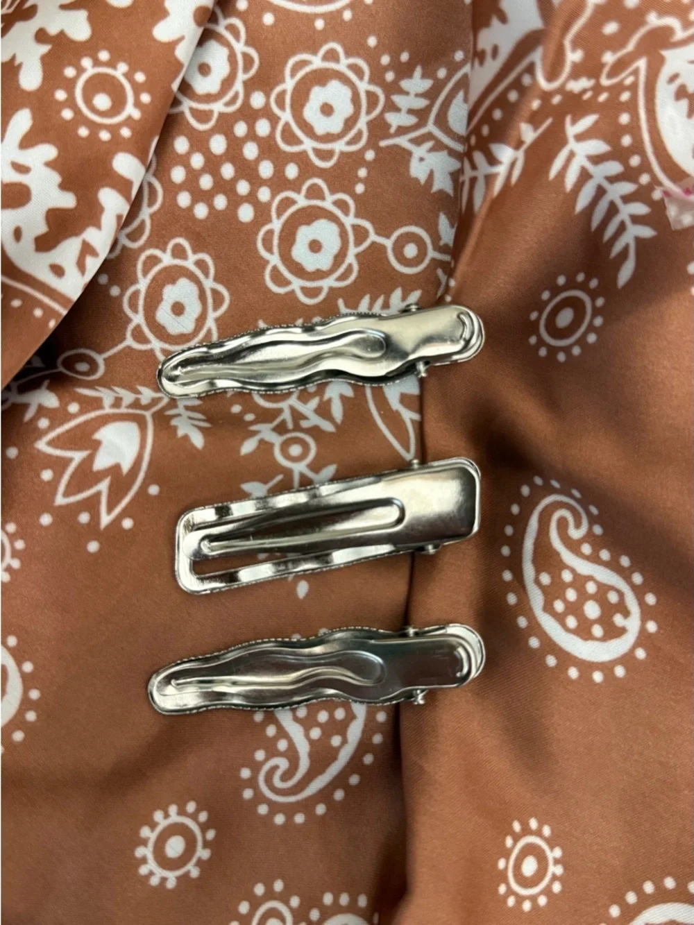 Silver Hair Clips Set Women’s Minimalist Metal Barrettes Wavy Rectangle